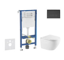 Geberit Duofix - Set předstěnové instalace, klozetu Oudee a sedátka softclose, tlačítko Sigma20, černá lesk/černá mat SANI11CA51