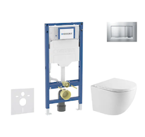 Geberit Duofix - Set předstěnové instalace, klozetu Oudee a sedátka softclose, tlačítko Sigma20, lakovaný chrom mat/chrom SANI11