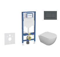 Geberit Duofix - Set předstěnové instalace, klozetu Oudee a sedátka softclose, tlačítko Sigma20, matná černá/černá SANI11CA5100B