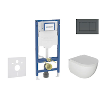 Geberit Duofix - Set předstěnové instalace, klozetu Oudee a sedátka softclose, tlačítko Sigma20, matná černá/černá SANI11CA5104B