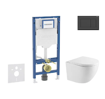 Geberit Duofix - Set předstěnové instalace, klozetu Oudee a sedátka softclose, tlačítko Sigma20, matná černá/černá SANI11CA5156