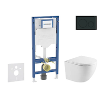 Geberit Duofix - Set předstěnové instalace, klozetu Oudee a sedátka softclose, tlačítko Sigma20, matná černá/černá SANI11CA5157