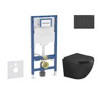 Geberit Duofix - Set předstěnové instalace, klozetu Oudee a sedátka softclose, tlačítko Sigma20, matná černá/černá SANI11CA5503