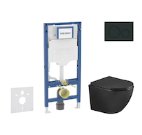 Geberit Duofix - Set předstěnové instalace, klozetu Oudee a sedátka softclose, tlačítko Sigma20, matná černá/černá SANI11CA5504