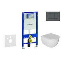 Geberit Duofix - Set předstěnové instalace, klozetu Oudee a sedátka softclose, tlačítko Sigma20, matná černá/černá SANI11CA5104