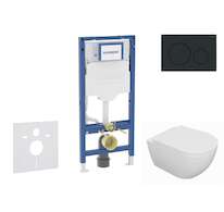 Geberit Duofix - Set předstěnové instalace, klozetu Oudee a sedátka softclose, tlačítko Sigma20, matná černá/černá SANI11CA5108B