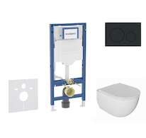 Geberit Duofix - Set předstěnové instalace, klozetu Oudee a sedátka softclose, tlačítko Sigma20, matná černá/černá SANI11CA5128B