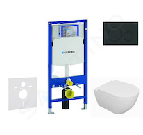 Geberit Duofix - Set předstěnové instalace, klozetu Oudee a sedátka softclose, tlačítko Sigma20, matná černá/černá SANI11CA5108