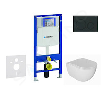 Geberit Duofix - Set předstěnové instalace, klozetu Oudee a sedátka softclose, tlačítko Sigma20, matná černá/černá SANI11CA5128