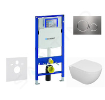 Geberit Duofix - Set předstěnové instalace, klozetu Oudee a sedátka softclose, tlačítko Sigma20, nerez SANI11CA6100