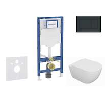 Geberit Duofix - Set předstěnové instalace, klozetu Oudee a sedátka softclose, tlačítko Sigma30, černá lesk/černá mat SANI11CA51