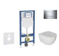 Geberit Duofix - Set předstěnové instalace, klozetu Oudee a sedátka softclose, tlačítko Sigma30, chrom SANI11CA1121B