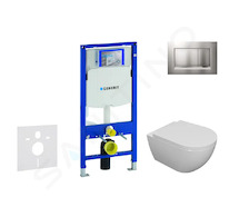 Geberit Duofix - Set předstěnové instalace, klozetu Oudee a sedátka softclose, tlačítko Sigma30, lakovaný chrom mat/chrom SANI11