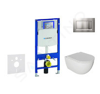 Geberit Duofix - Set předstěnové instalace, klozetu Oudee a sedátka softclose, tlačítko Sigma30, lakovaný chrom mat/chrom SANI11