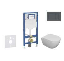 Geberit Duofix - Set předstěnové instalace, klozetu Oudee a sedátka softclose, tlačítko Sigma30, matná černá/černá SANI11CA5100B