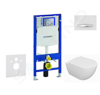 Geberit Duofix - Set předstěnové instalace, klozetu Oudee a sedátka softclose, tlačítko Sigma50, chrom/alpská bílá SANI11CA3126