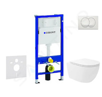 Geberit Duofix - Set předstěnové instalace, klozetu Oudee Vortex a sedátka softclose, tlačítko Delta, bílá SANI11CA3191