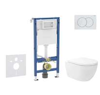 Geberit Duofix - Set předstěnové instalace, klozetu Oudee Vortex a sedátka softclose, tlačítko Delta01, alpská bílá SANI11CA3179