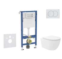 Geberit Duofix - Set předstěnové instalace, klozetu Oudee Vortex a sedátka softclose, tlačítko Delta01, alpská bílá SANI11CA3190