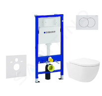 Geberit Duofix - Set předstěnové instalace, klozetu Oudee Vortex a sedátka softclose, tlačítko Delta01, alpská bílá SANI11CA3179
