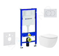 Geberit Duofix - Set předstěnové instalace, klozetu Oudee Vortex a sedátka softclose, tlačítko Delta01, alpská bílá SANI11CA3190