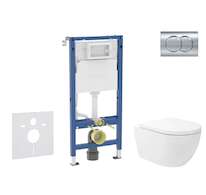 Geberit Duofix - Set předstěnové instalace, klozetu Oudee Vortex a sedátka softclose, tlačítko Delta01, lesklý chrom SANI11CA115