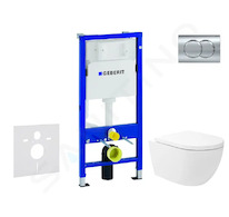 Geberit Duofix - Set předstěnové instalace, klozetu Oudee Vortex a sedátka softclose, tlačítko Delta01, lesklý chrom SANI11CA115