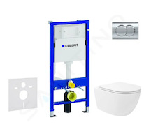 Geberit Duofix - Set předstěnové instalace, klozetu Oudee Vortex a sedátka softclose, tlačítko Delta01, lesklý chrom SANI11CA115