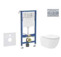 Geberit Duofix - Set předstěnové instalace, klozetu Oudee Vortex a sedátka softclose, tlačítko Delta01, matný chrom SANI11CA1157