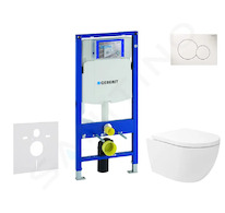 Geberit Duofix - Set předstěnové instalace, klozetu Oudee Vortex a sedátka softclose, tlačítko Sigma01, alpská bílá SANI11CA3173