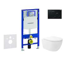 Geberit Duofix - Set předstěnové instalace, klozetu Oudee Vortex a sedátka softclose, tlačítko Sigma01, černá SANI11CA5145