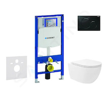 Geberit Duofix - Set předstěnové instalace, klozetu Oudee Vortex a sedátka softclose, tlačítko Sigma01, černá SANI11CA5151