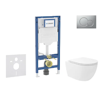 Geberit Duofix - Set předstěnové instalace, klozetu Oudee Vortex a sedátka softclose, tlačítko Sigma01, lakovaný matný chrom SAN