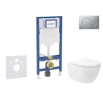 Geberit Duofix - Set předstěnové instalace, klozetu Oudee Vortex a sedátka softclose, tlačítko Sigma01, lakovaný matný chrom SAN