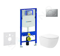 Geberit Duofix - Set předstěnové instalace, klozetu Oudee Vortex a sedátka softclose, tlačítko Sigma01, lakovaný matný chrom SAN