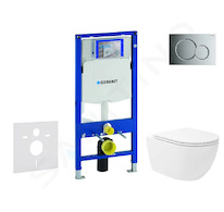 Geberit Duofix - Set předstěnové instalace, klozetu Oudee Vortex a sedátka softclose, tlačítko Sigma01, lesklý chrom SANI11CA115