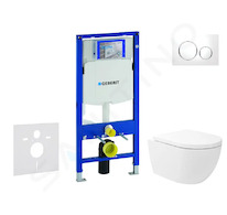 Geberit Duofix - Set předstěnové instalace, klozetu Oudee Vortex a sedátka softclose, tlačítko Sigma20, bílá/chrom SANI11CA3174
