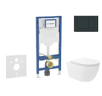 Geberit Duofix - Set předstěnové instalace, klozetu Oudee Vortex a sedátka softclose, tlačítko Sigma20, černá lesk/černá mat SAN