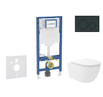 Geberit Duofix - Set předstěnové instalace, klozetu Oudee Vortex a sedátka softclose, tlačítko Sigma20, černá lesk/černá mat SAN