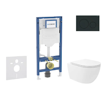 Geberit Duofix - Set předstěnové instalace, klozetu Oudee Vortex a sedátka softclose, tlačítko Sigma20, matná černá/černá SANI11