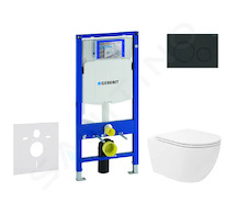 Geberit Duofix - Set předstěnové instalace, klozetu Oudee Vortex a sedátka softclose, tlačítko Sigma20, matná černá/černá SANI11