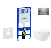 Geberit Duofix - Set předstěnové instalace, klozetu Oudee Vortex a sedátka softclose, tlačítko Sigma20, nerez SANI11CA6107
