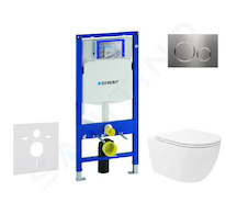 Geberit Duofix - Set předstěnové instalace, klozetu Oudee Vortex a sedátka softclose, tlačítko Sigma20, nerez SANI11CA6108