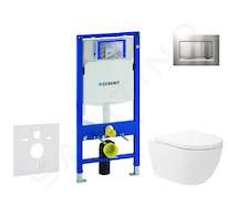 Geberit Duofix - Set předstěnové instalace, klozetu Oudee Vortex a sedátka softclose, tlačítko Sigma30, lakovaný chrom mat/chrom