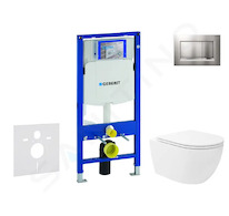 Geberit Duofix - Set předstěnové instalace, klozetu Oudee Vortex a sedátka softclose, tlačítko Sigma30, lakovaný chrom mat/chrom