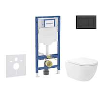 Geberit Duofix - Set předstěnové instalace, klozetu Oudee Vortex a sedátka softclose, tlačítko Sigma30, matná černá/černá SANI11