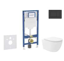 Geberit Duofix - Set předstěnové instalace, klozetu Oudee Vortex a sedátka softclose, tlačítko Sigma30, matná černá/černá SANI11