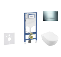 Geberit Duofix - Set předstěnové instalace, klozetu Subway 2.0 a sedátka softclose, tlačítko Sigma20, lesklý chrom/matný chrom S