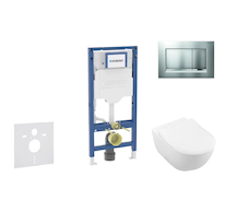 Geberit Duofix - Set předstěnové instalace, klozetu Subway 2.0 a sedátka softclose, tlačítko Sigma20, matný chrom/chrom SANI11CK