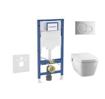 Geberit Duofix - Set předstěnové instalace, klozetu TECEone a sedátka softclose, tlačítko Sigma01, lesklý chrom SANI11CT1101